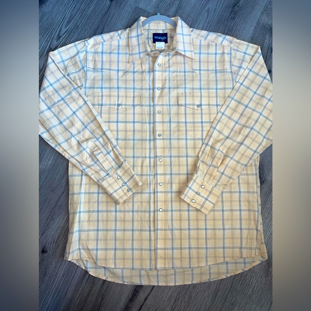 Wrangler Western Vintage Pearl Snap Men’s Button Up Shirt Size XLT